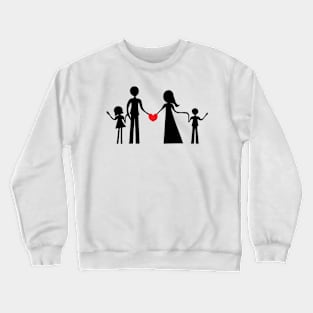 Family of four persons, boy and girl, silhouette - Creative illustration Crewneck Sweatshirt